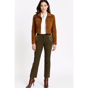 Carlisle Wool Olive Green Pants Lace Detail Straight Leg Size 8